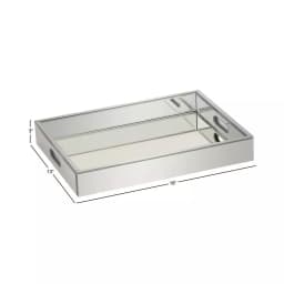 LITTON LANE 18 in. Modern Silver Decorative Mirror Tray with Polished Aluminum Exterior thumbnail 4