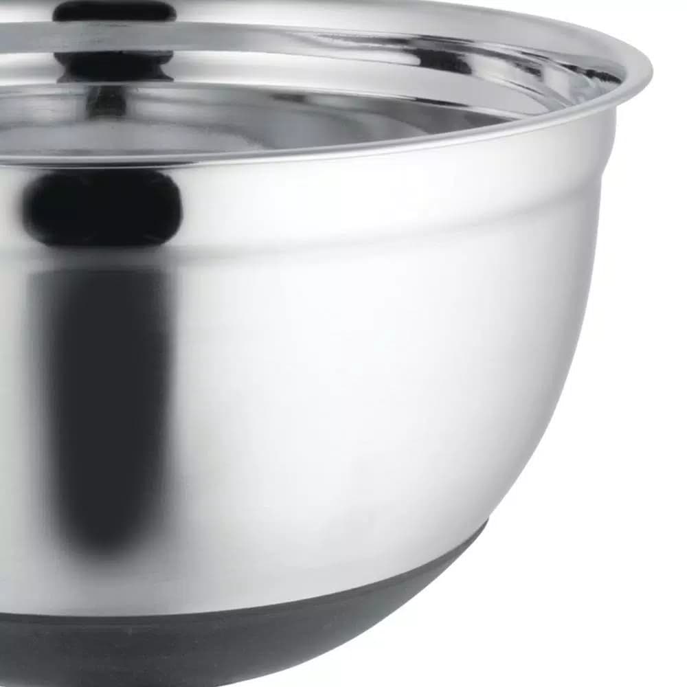 Home Basics Stainless Steel Mixing Bowl with Non-Skid Silicone Base, 2.5 Qt