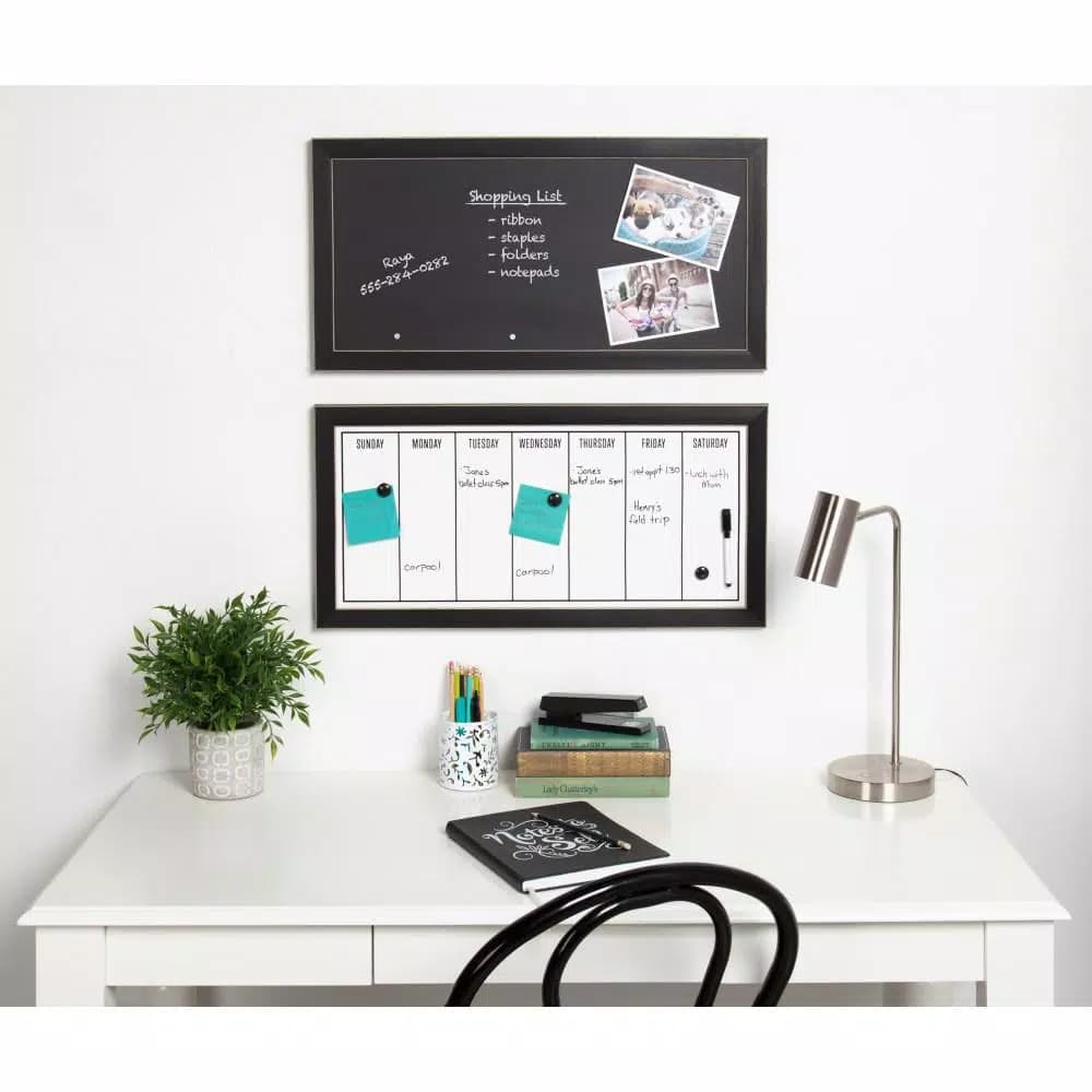 DesignOvation Wyeth Magnetic Dry Erase Weekly Calendar Memo Board with Frame