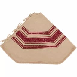VHC Brands 55 in. Red Vintage Burlap Stripe Farmhouse Christmas Tree Skirt thumbnail 3