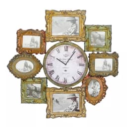 LITTON LANE 25 in. Metal Victorian Photo Frame Montage and Wall Clock with 8 Frames thumbnail 1