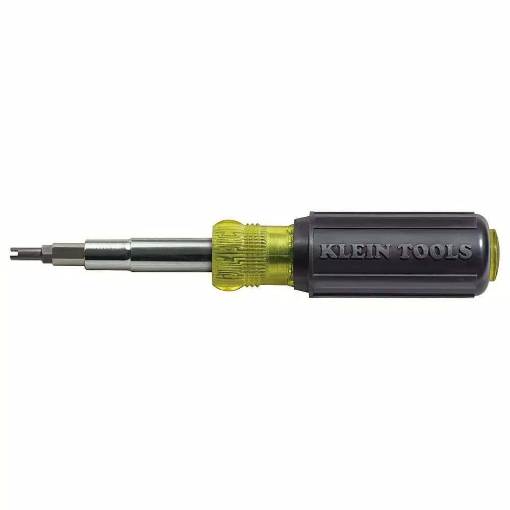 Klein Tools 11-in-1 Multi-Bit Screwdriver and Nut Driver with Schrader Valve Core Tool, Cushion Grip