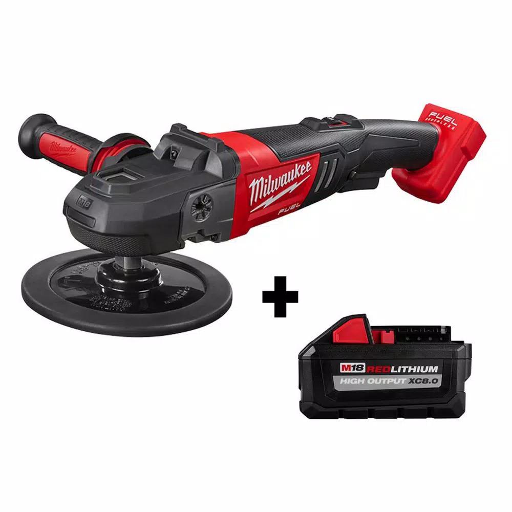 Milwaukee M18 FUEL 7 in. Variable Speed Cordless Polisher with 8.0 Ah High Output Battery