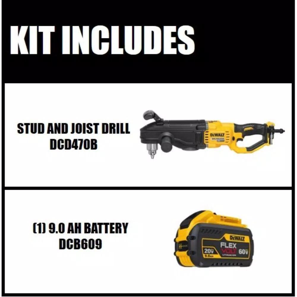 DEWALT FLEXVOLT 60V MAX Cordless 1/2 in. Stud & Joist Drill with E-Clutch & (1) 9.0 Ah Battery
