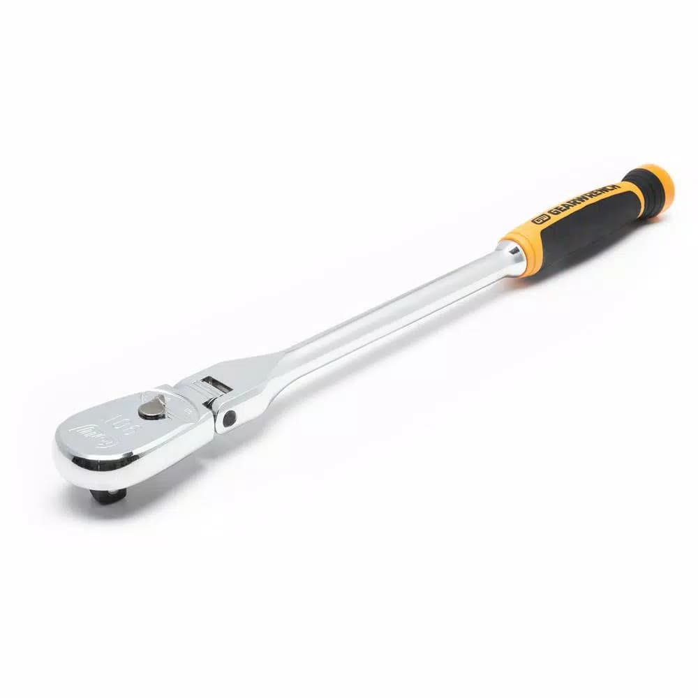 GearWrench 1/2 in. Drive 17 in. 90-Tooth Dual Material Flex Head Teardrop Ratchet