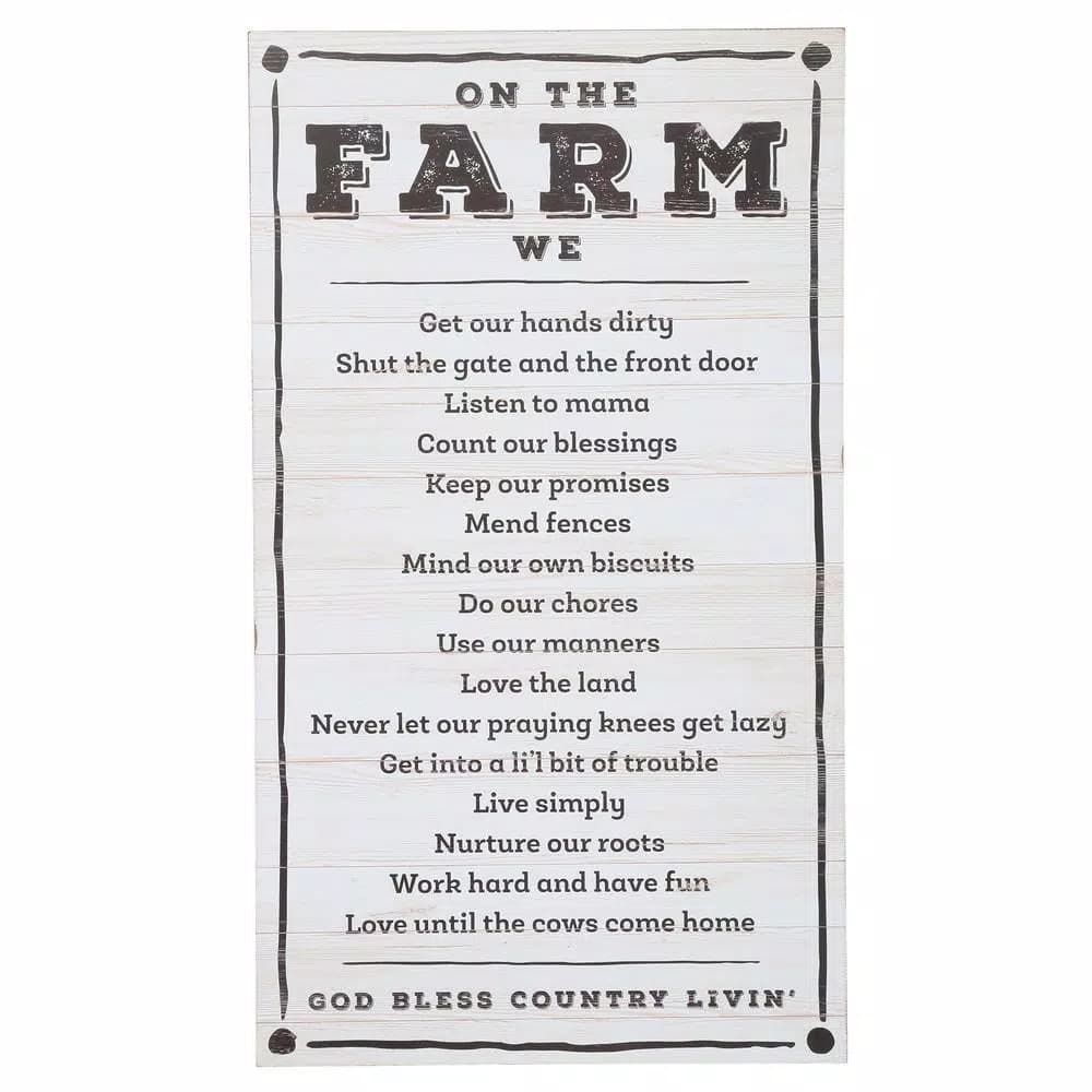 3R Studios On the Farm Rustic Wood Sign - 26 x 15 in. Farmhouse Wall Art