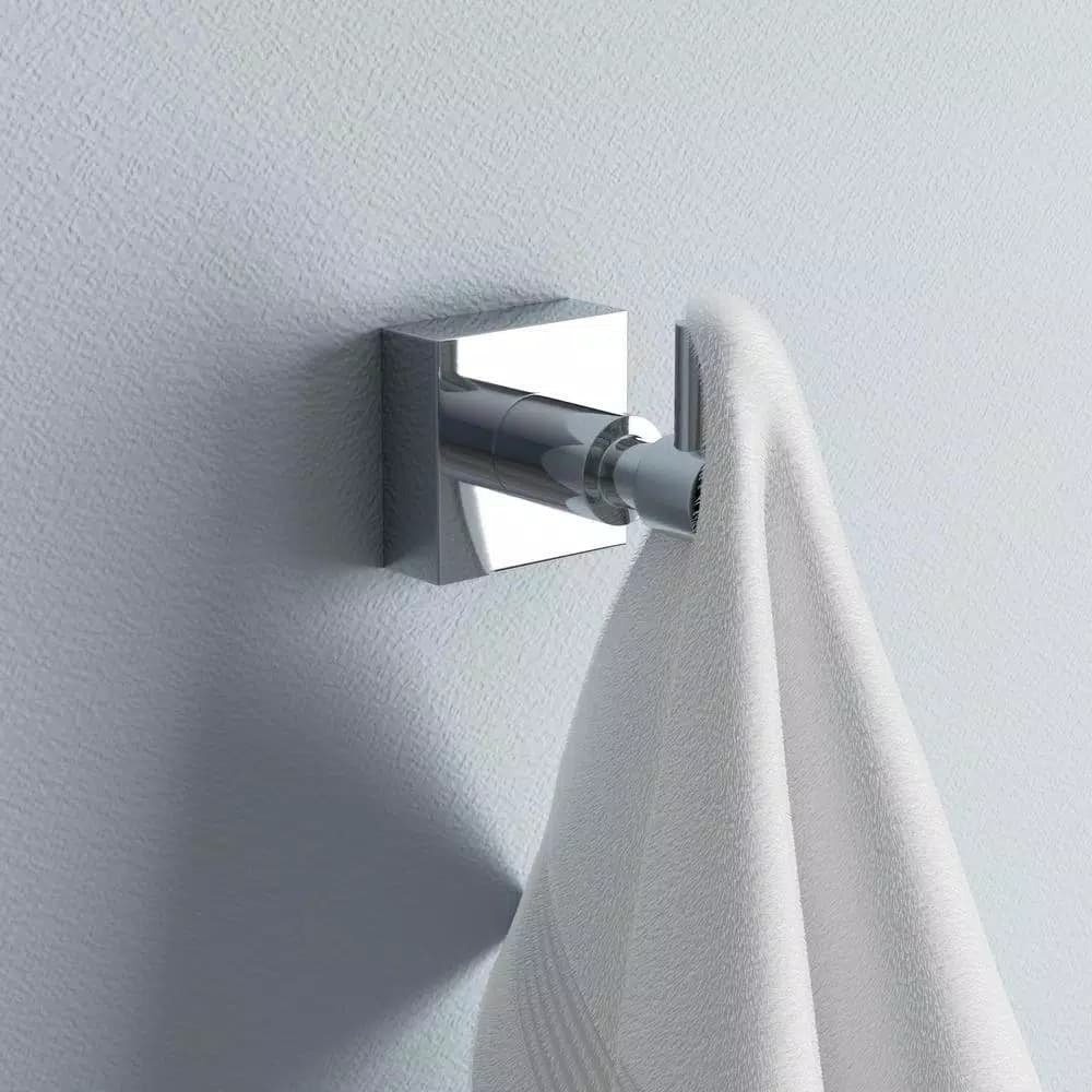 No Drilling Required Hukk Single Robe Hook in Chrome - No-Drill Mounting System