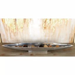 LITTON LANE Modern Reflections 36 in. Polished Silver Aluminum Canoe-Shaped Decorative Bowled Tray thumbnail 1