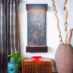 Water Wonders Large Nojoqui Falls Lightweight Slate Wall Fountain with Copper-Vein Trim and LED Lighting thumbnail 2