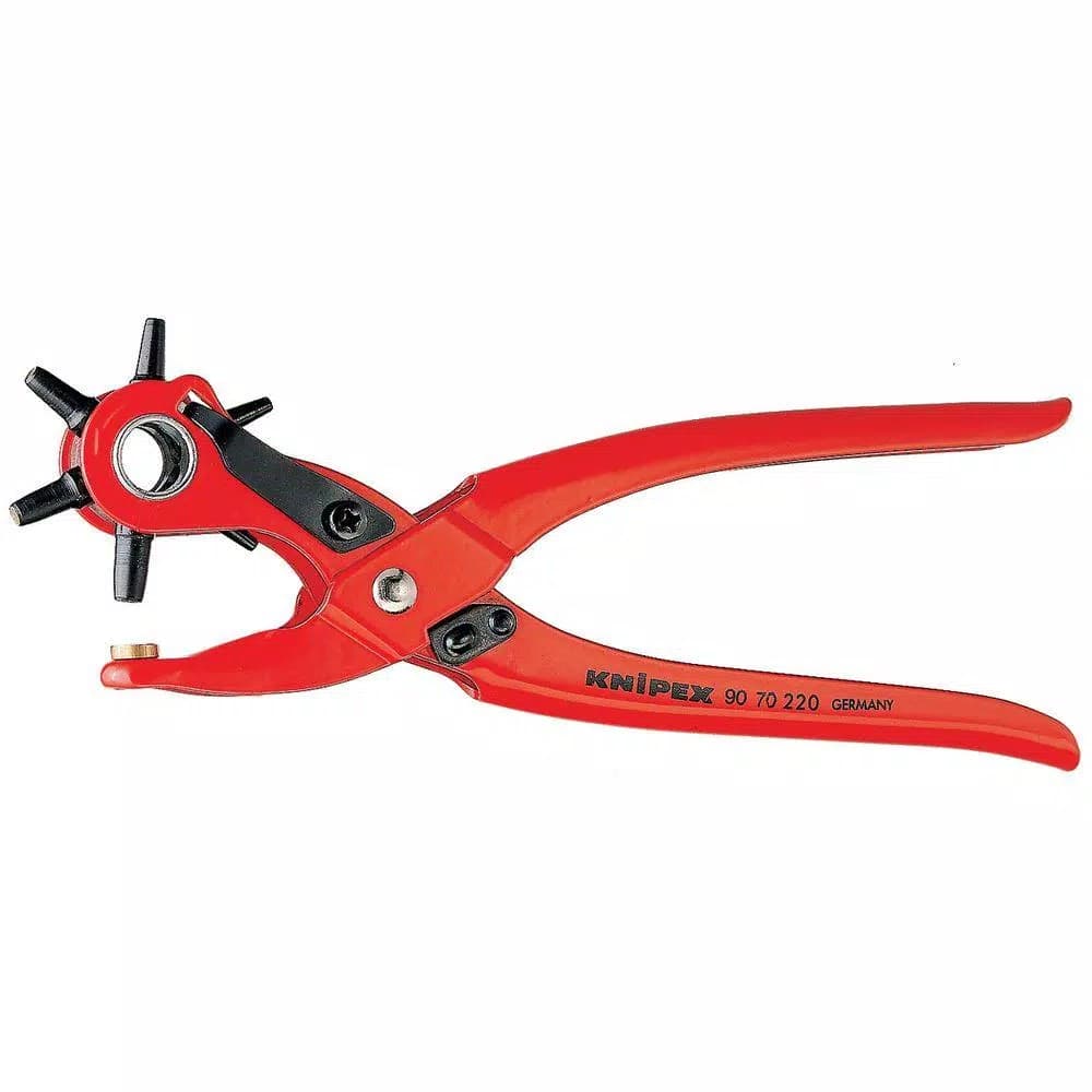 KNIPEX Heavy Duty Forged Steel Revolving Punch Pliers with 6 Interchangeable Punches