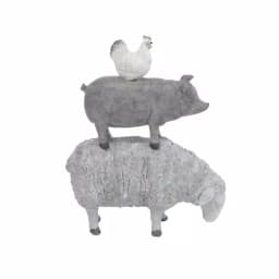LITTON LANE 3-Stacked Barn Animals Polystone Sculpture - Farmhouse Sheep, Pig, and Chicken Statuary thumbnail 2