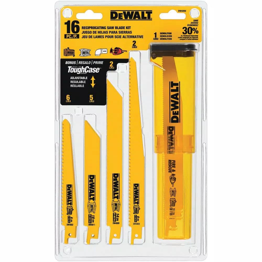 DEWALT 16-Piece Bi-Metal Reciprocating Saw Blade Set with Storage Case
