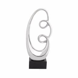 LITTON LANE Modern Reflections 24" Silver Ceramic Abstract Double Loop Oval Sculpture thumbnail 2