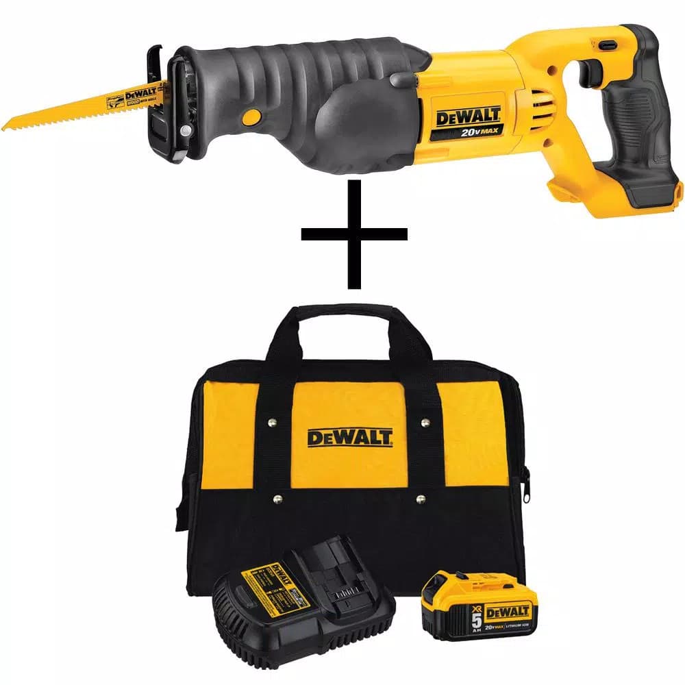 DEWALT 20V MAX Cordless Reciprocating Saw Kit with 5.0Ah Battery and Charger
