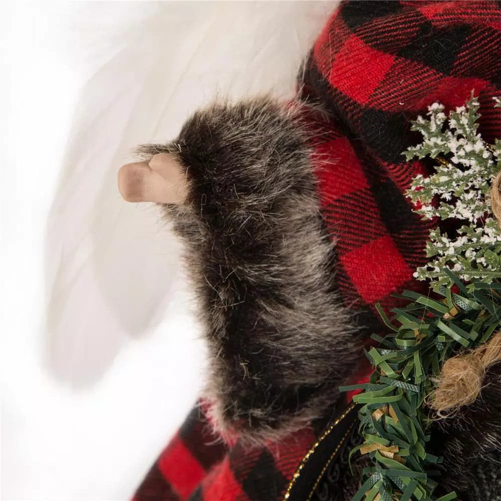 Glitzhome 12 in. Plaid Angel Christmas Tree Topper Figurine Decoration