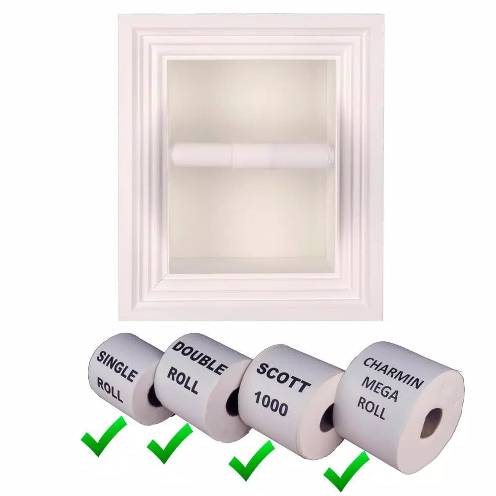 Unbranded Newton Recessed Toilet Paper Holder, 3-Roll Melbourne Frame, Solid Pine, White