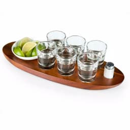 Picnic Time Cantinero Acacia Wood Shot Glass Serving Tray Set - 9 Piece thumbnail 5