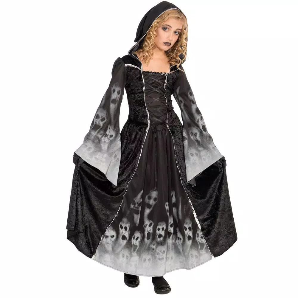 Unbranded Forsaken Souls Girls Halloween Costume - Horror Ghostly Apparition Dress with Hood, Medium