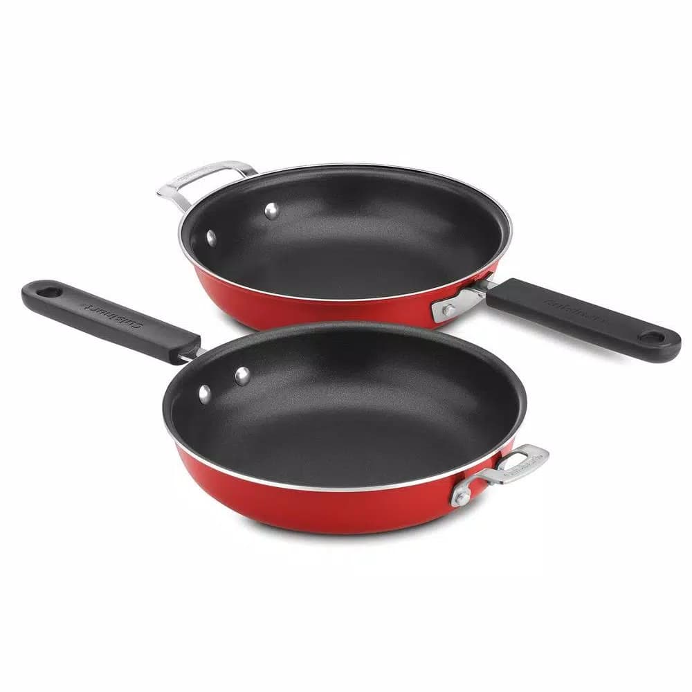 Cuisinart Chef's Classic 2-Piece 10 in. Aluminum Nonstick Frittata Pan Set, Red