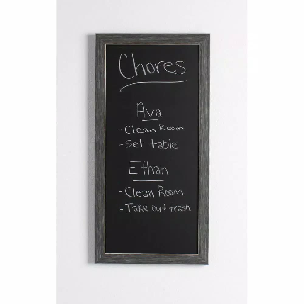 DesignOvation Wyeth Framed Magnetic Chalkboard Memo Board, 13 x 26 inch