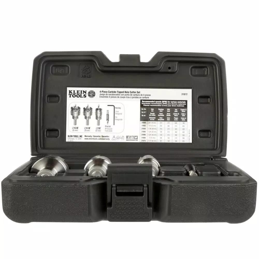 Klein Tools 4-Piece Carbide-Tipped Hole Cutter Set with Heavy Duty Carrying Case