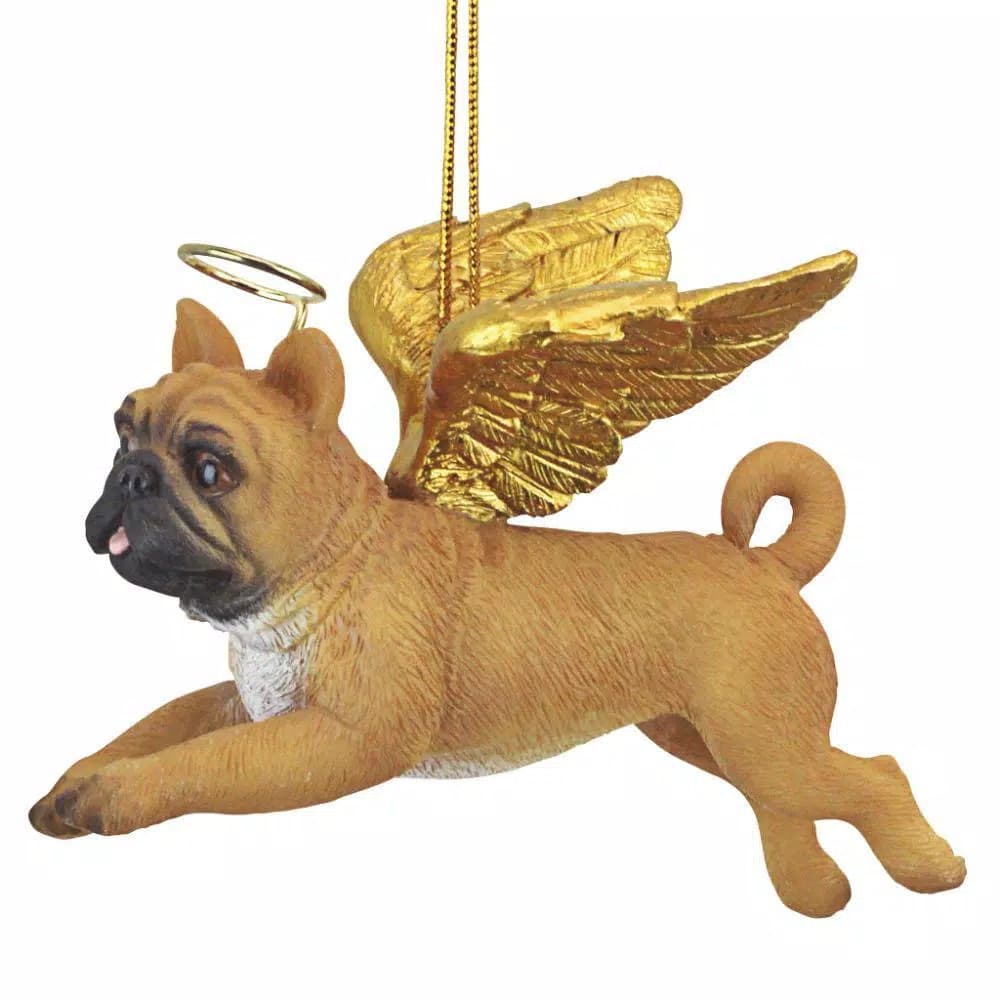 Design Toscano Pug Dog Angel Christmas Ornament, Hand-Painted Resin