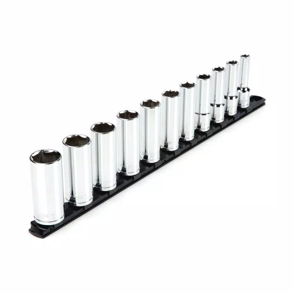 TEKTON 1/2 in. Drive Deep 6-Point Socket Set, 11-Piece SAE