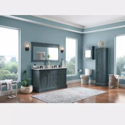 Home Decorators Collection Cailla 60 in. W x 32 in. H Rectangular Framed Bathroom Vanity Mirror - Distressed Blue Fog thumbnail 8