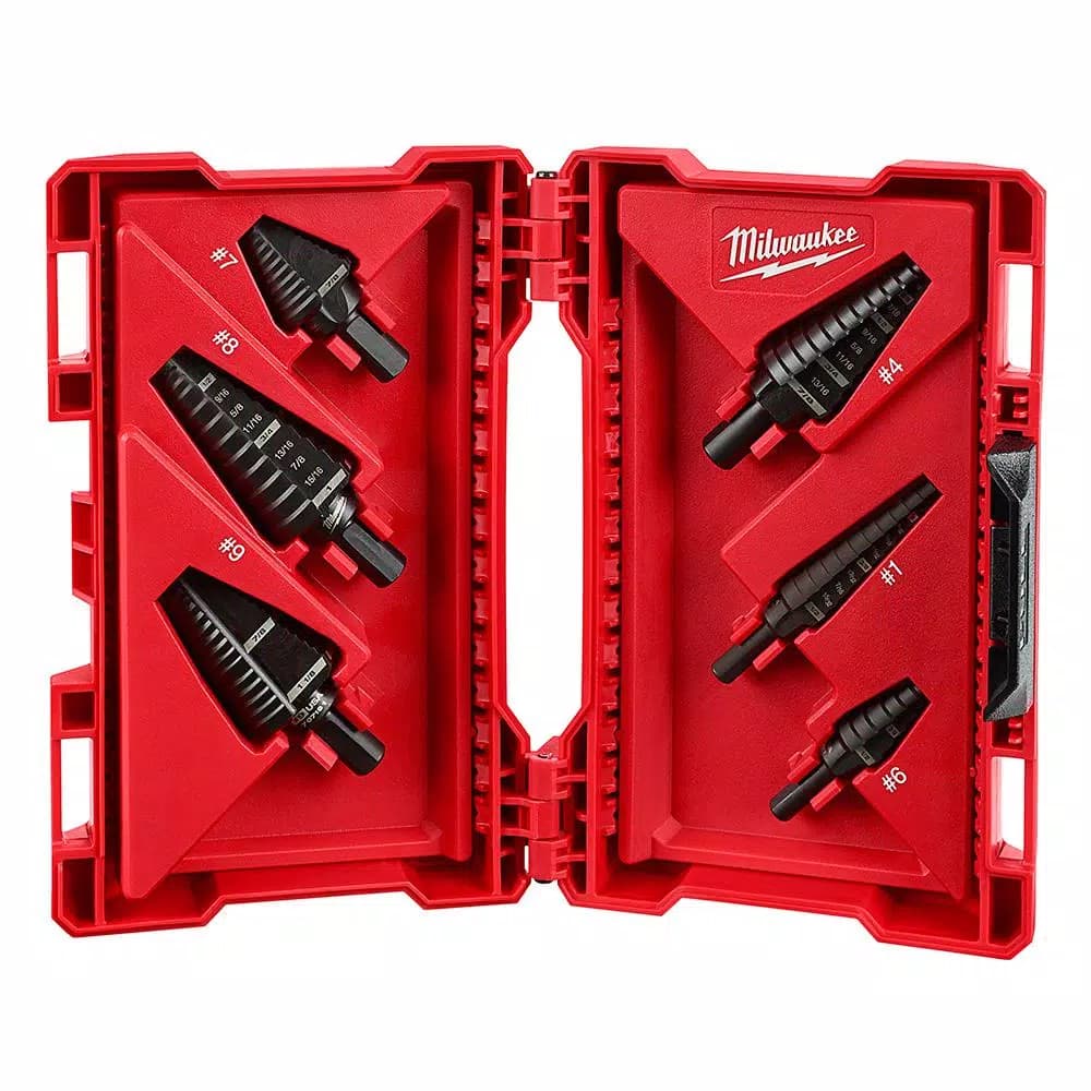 Milwaukee Black Oxide Step Drill Bit Set, 6-Piece Jam-Free Performance