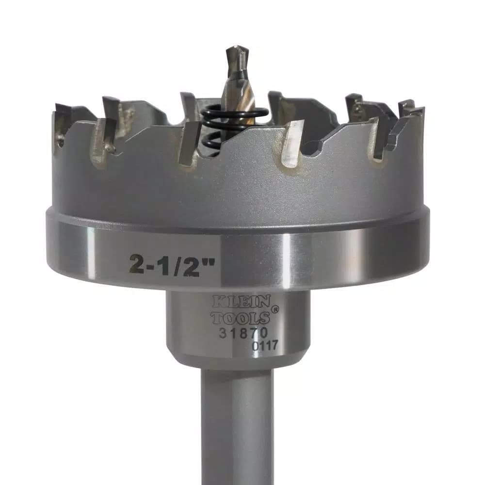 Klein Tools 2-1/2 in. Carbide Hole Cutter with Arbor, Multi-Purpose Hole Saw for Stainless Steel and Metal