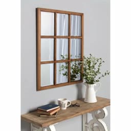 Kate and Laurel Hogan 9-Pane Windowpane Wall Mirror, Rustic Natural Wood Frame, 26 x 32 in. thumbnail 7