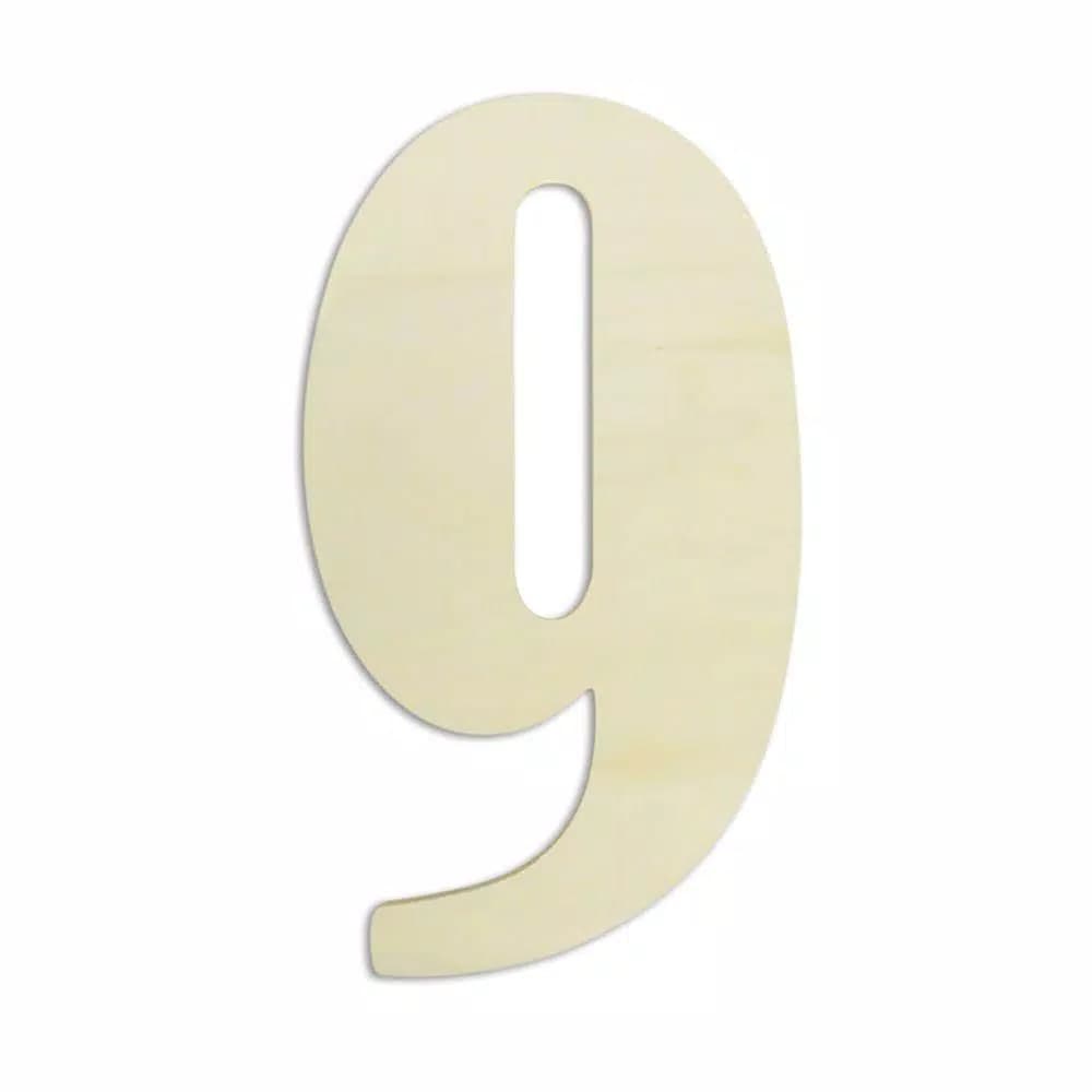 Jeff McWilliams Designs 18 in. Oversized Unfinished Wood Number 9 - Industrial Style Wall Decor