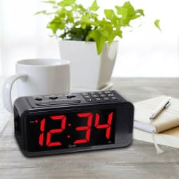 Equity by La Crosse Red 1.8 in. LED Quick Set Digital Alarm Clock with Dimmer and Battery Backup thumbnail 1