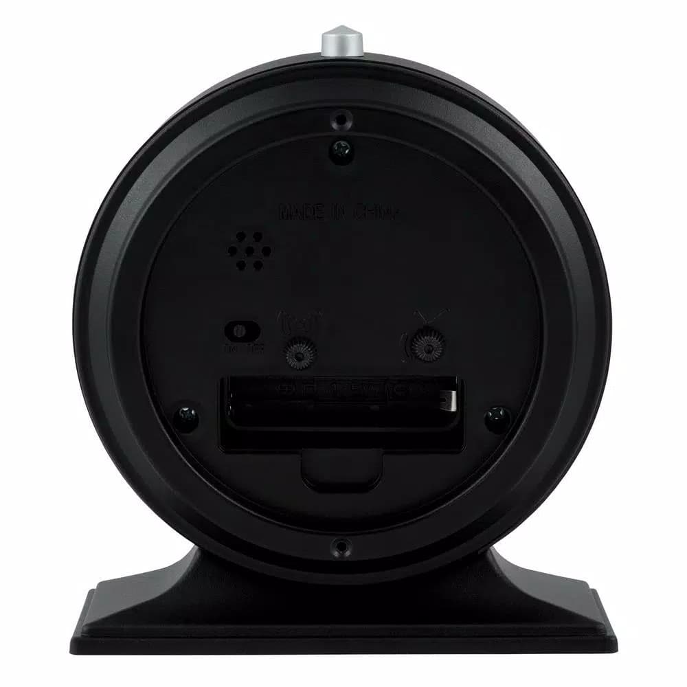 La Crosse Clock Co. Silent Sweep Black Mantel Alarm Clock with Luminous Hands