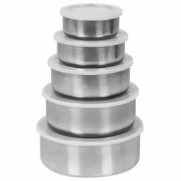 Unbranded Brushed Stainless Steel Food Storage Container Set, 5-Piece Silver Set thumbnail 1