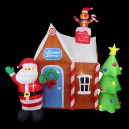 JOYDECOR 7 ft. Santa Claus & Gingerbread House Christmas Inflatable with LED Lights thumbnail 1