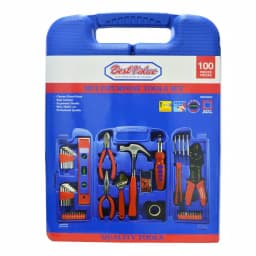 Best Value 100-Piece Home Tool Kit Set with Hammer, Pliers, Screwdrivers and Blow Mold Case thumbnail 5