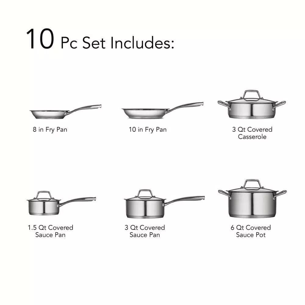 Tramontina Gourmet Prima 10-Piece Stainless Steel Cookware Set, Tri-Ply Induction Ready