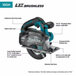 Makita 18V LXT Brushless 5-7/8" Metal Cutting Saw Kit with 5.0Ah Battery & Charger thumbnail 2