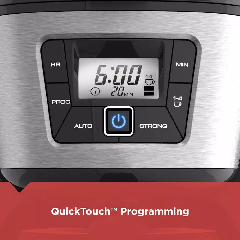 BLACK+DECKER 12-Cup Programmable Drip Coffee Maker with QuickTouch Panel and Evenstream Showerhead, Black