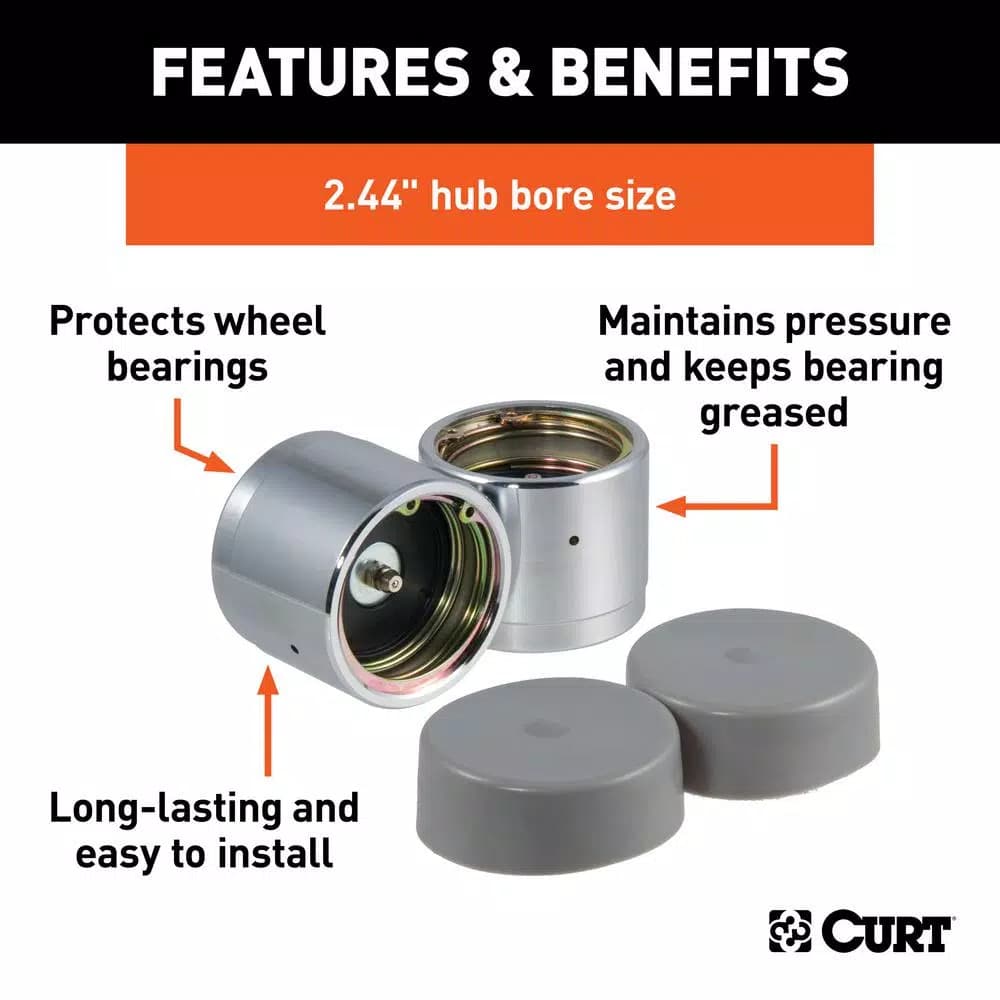 CURT 2.44" Bearing Protectors and Covers, 2-Pack
