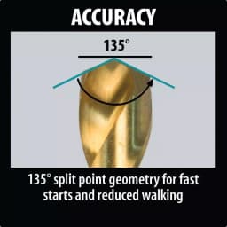 Makita 1/8 in. Titanium Coated HSS Twist Drill Bit with 1/4 in. Hex Shank thumbnail 2