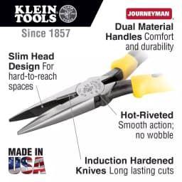 Klein Tools 7 in. Journeyman Standard Long Nose Pliers thumbnail 2
