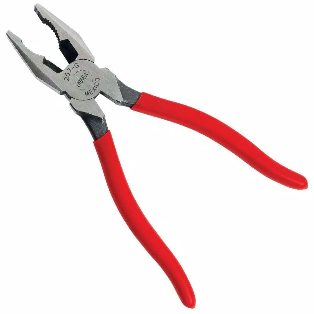 URREA 8-5/8 in. Universal Pliers with Rubber Grip, Side Cutting & Curved Jaws