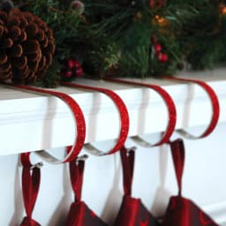 Original MantleClip Red Glitter Steel MantleClip Stocking Holder, 2.5 in. (4-Pack) thumbnail 3