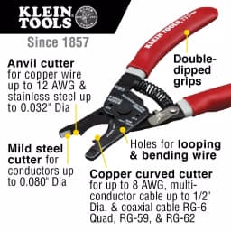Klein Tools Coaxial Cable Installation Kit with Compression Crimper, Stripper, and Multi-Cable Cutter thumbnail 3
