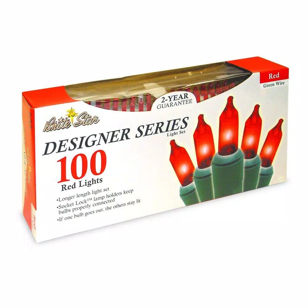 Unbranded Brite Star Designer Series 100-Light Red Mini Incandescent String Lights, 2-Pack