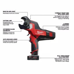 Milwaukee M12 12V Lithium-Ion Cordless 600 MCM Cable Cutter (Tool-Only) thumbnail 4