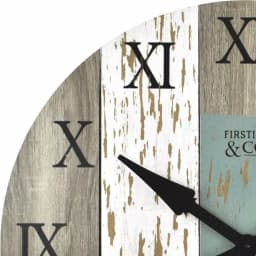 FirsTime 27 in. Timberworks Oversized Wall Clock - Rustic Distressed Wood & Teal thumbnail 3