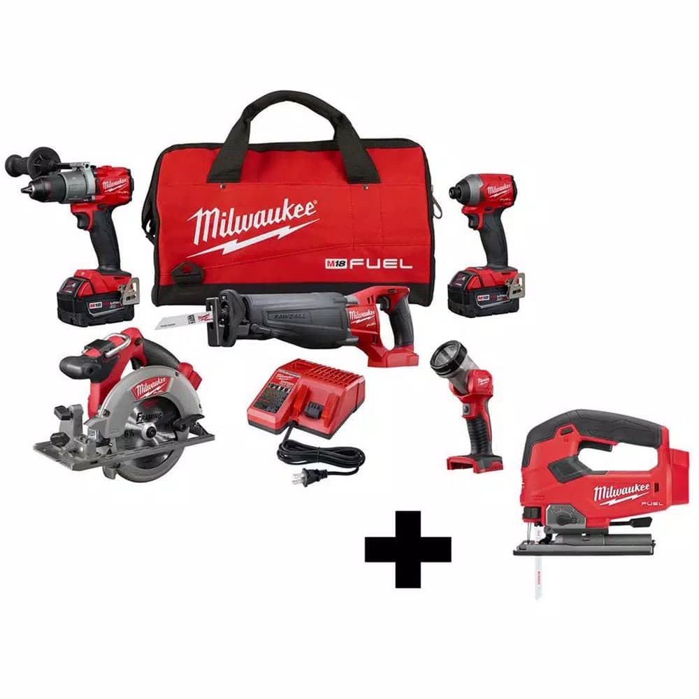 Milwaukee M18 FUEL 18V Lithium-Ion Brushless 5-Tool Combo Kit with M18 FUEL Jig Saw